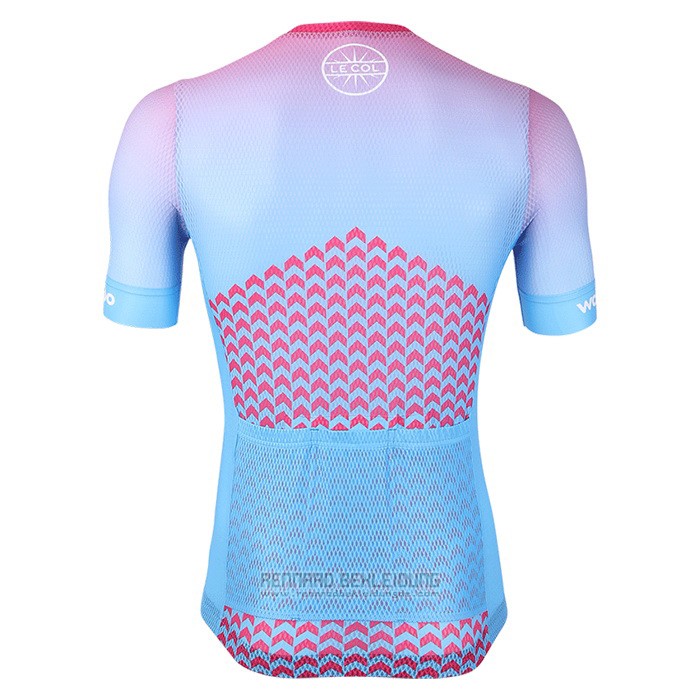 2020 Fahrradbekleidung Le Col Azurblau Rosa Trikot Kurzarm und Tragerhose
